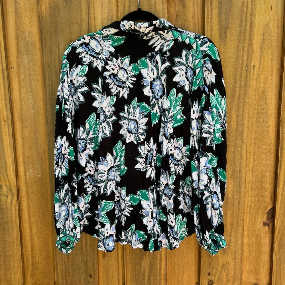 Free People Boho Floral Pheasant Long Sleeve Button Down Shirt - Picture 5 of 10